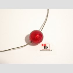 Glas Perler - Rde Kugler Med Slv - 1,8cm