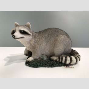 Dyrefigur - Vaskebjrn - Gr/Sort - L 11cm H 7cm