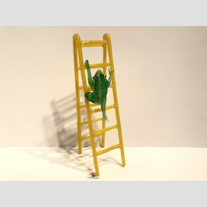 Glaskunst - Gul Stige - Med Kravlende Grn Glas Fr - 20cm (Fr 9cm)