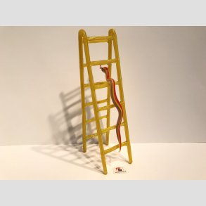 Glaskunst - Gul Stige - Med Kravlende Gul/Orange Glas Slange - 20cm (Slange 10cm)