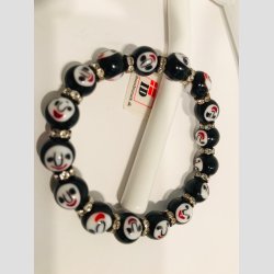 Ansigt Glas Armbnd - Sort Mix Face - Glas Diamant Mellemperler