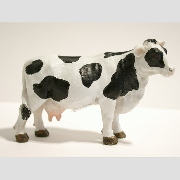 Dyrefigur - Stende Sortbroget Ko - Massiv Sten - 10cm