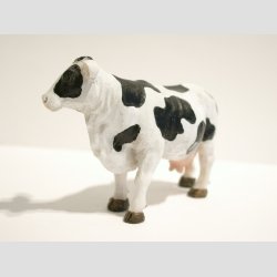 Dyrefigur - Stende Sortbroget Ko - Massiv Sten - 10cm