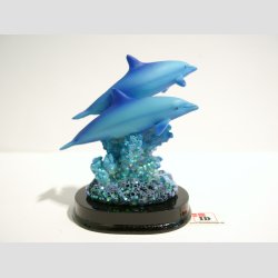 Dyrefigur - Delfiner P Koral Sten - 7-9cm