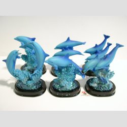 Dyrefigur - Delfiner P Koral Sten - 7-9cm