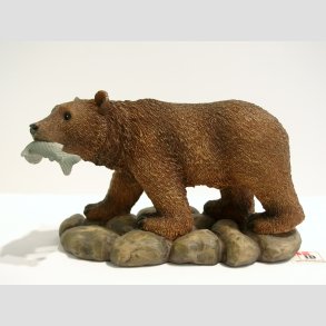 Dyrefigur - Brun Bjrn Med Fisk - 12,5cm