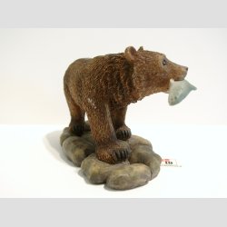 Dyrefigur - Brun Bjrn Med Fisk - 12,5cm