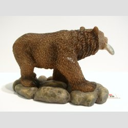 Dyrefigur - Brun Bjrn Med Fisk - 12,5cm