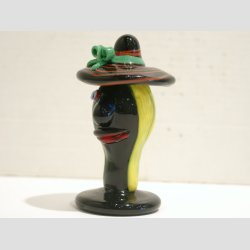 Glas Kunst - Ansigt Med Stor Hat - 8cm