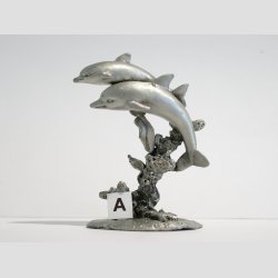 Tin Figur - Delfiner P Blger - 7cm