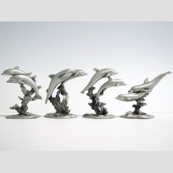 Tin Figur - Delfiner P Blger - 7cm