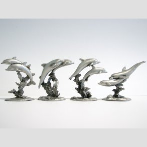 Tin Figur - Delfiner P Blger - 7cm