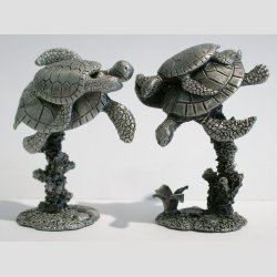 Tin Figur - Mor &amp; Baby Havskildpadder  - 8cm