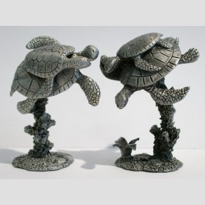 Tin Figur - Mor & Baby Havskildpadder  - 8cm