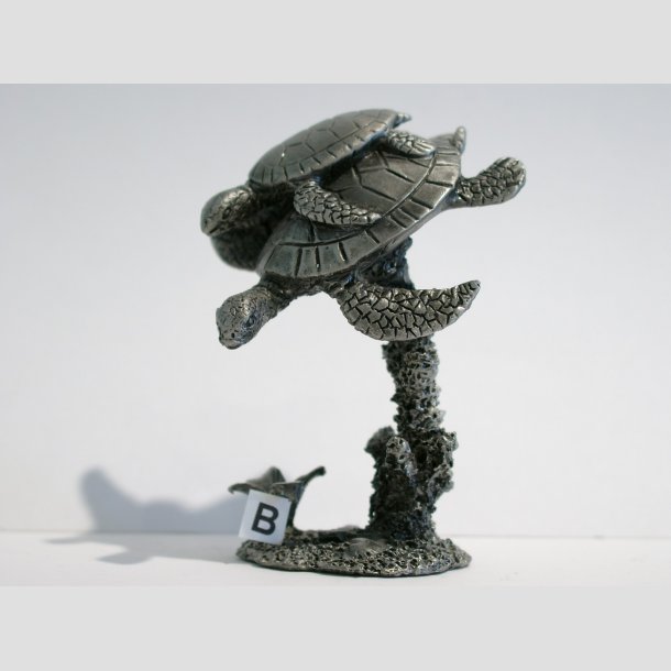 Tin Figur - Mor &amp; Baby Havskildpadder  - 8cm ID Deko2