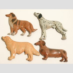 Hunde Figurer - Plast Magneter med Hunde - 6-8cm