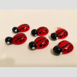 Mariehne - Tiny Mini i Glas - Rd/Sort - 2cm