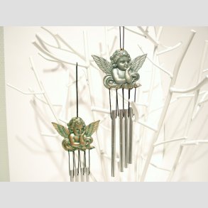 Engle - Vindspil Uro - Vindklokke Uro I Plast - Engle - 18cm