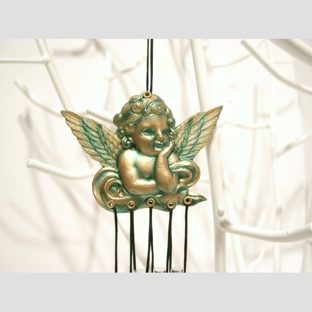 Engle - Vindspil Uro - Vindklokke Uro I Plast - Engle - 18cm ID Deko2