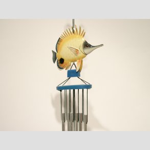 Vindklokker - Vindspil Uro - med 2 Gule Fisk - 40cm