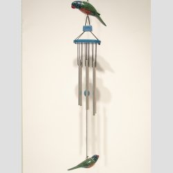 Vindspil Uro - Vindklokker Med 2 Papegjer - 40cm