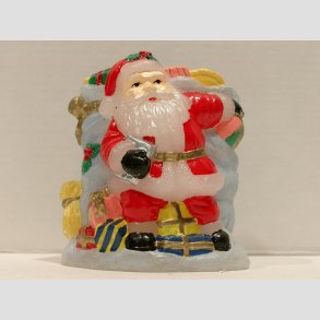 Julepynt Stearinlys - Julemand - Rund/Tyk - 10x8cm