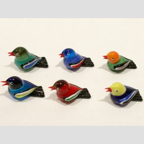 Glas Fugle - Glasfigurer Mini 6 Farver - 4cm