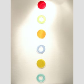 Glaskunst Mobil Uro - 1 St 6 Store Runde Glas Stykker- Farve Mix Serie - D15xL150cm