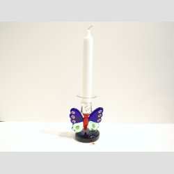 Glas Kunst Sommerfugl Lysestage - 12cm