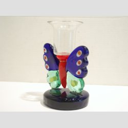 Glas Kunst Sommerfugl Lysestage - 12cm