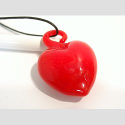 Glas Smykke Vedhng - Hjerte Vedhng uden Rem - Rd - 3,2x4,5cm