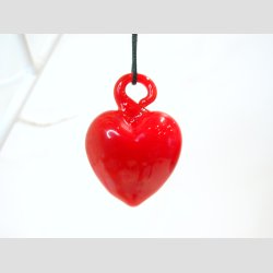 Glas Smykke Vedhng - Hjerte Vedhng uden Rem - Rd - 3,2x4,5cm