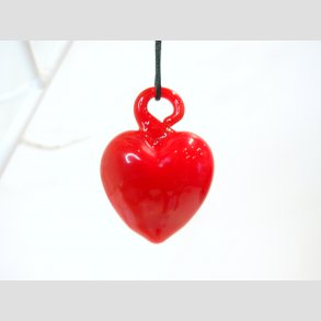 Glas Smykke Vedhng - Hjerte Vedhng uden Rem - Rd - 3,2x4,5cm