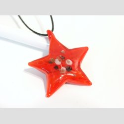 Glas Smykke Vedhng - Stjerne Vedhng Uden Rem - Rd - 4x4,5cm