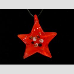 Glas Smykke Vedhng - Stjerne Vedhng Uden Rem - Rd - 4x4,5cm