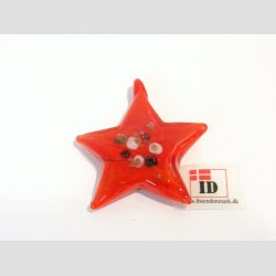 Glas Smykke Vedhng - Stjerne Vedhng Uden Rem - Rd - 4x4,5cm