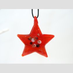 Glas Smykke Vedhng - Stjerne Vedhng Uden Rem - Rd - 4x4,5cm
