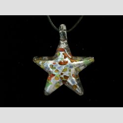 Glas Smykke Vedh�ng - Stjerne Vedh�ng Uden Rem - S�lv/Lyser�d - 3x3,5cm