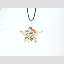 Glas Smykke Vedh�ng - Stjerne Vedh�ng Uden Rem - S�lv/Lyser�d - 3x3,5cm