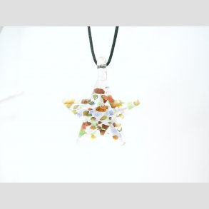 Glas Smykke Vedhng - Stjerne Vedhng Uden Rem - Slv/Lyserd - 3x3,5cm