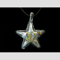 Glas Smykke Vedhng - Stjerne Vedhng Uden Rem - Slv/Bl - 3x3,5cm