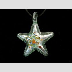 Glas Smykke Vedh�ng - Stjerne Vedh�ng Uden Rem - S�lv/Gr�n - 3x3,5cm