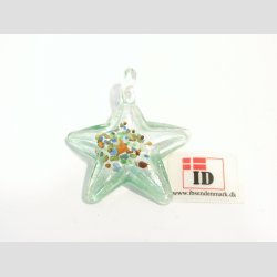 Glas Smykke Vedh�ng - Stjerne Vedh�ng Uden Rem - S�lv/Gr�n - 3x3,5cm