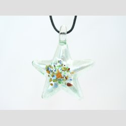 Glas Smykke Vedh�ng - Stjerne Vedh�ng Uden Rem - S�lv/Gr�n - 3x3,5cm