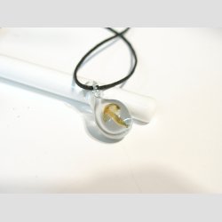 Glas Smykke Vedhng - Drber Vedhng Uden Rem - Klar Med Brun Paddehat - 1,2x2,2cm