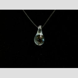 Glas Smykke Vedhng - Drber Vedhng Uden Rem - Klar Med Brun Paddehat - 1,2x2,2cm