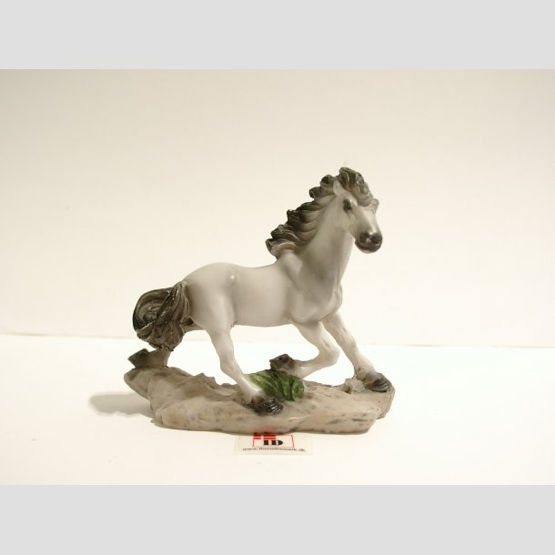 Dyrefigur - Heste - Sten Figur - Hvid/Gr - 8-10cm Lille