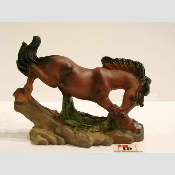 Dyrefigur - Heste - Sten Figur - Rd/Brun - 9cm