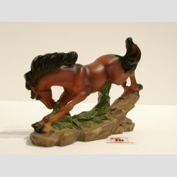 Dyrefigur - Heste - Sten Figur - Rd/Brun - 9cm