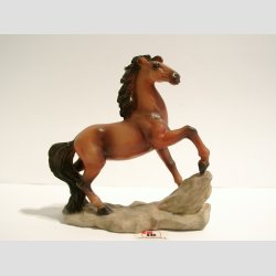 Dyrefigurer Heste - Sten Figur - Rd/Brun - 8-10cm